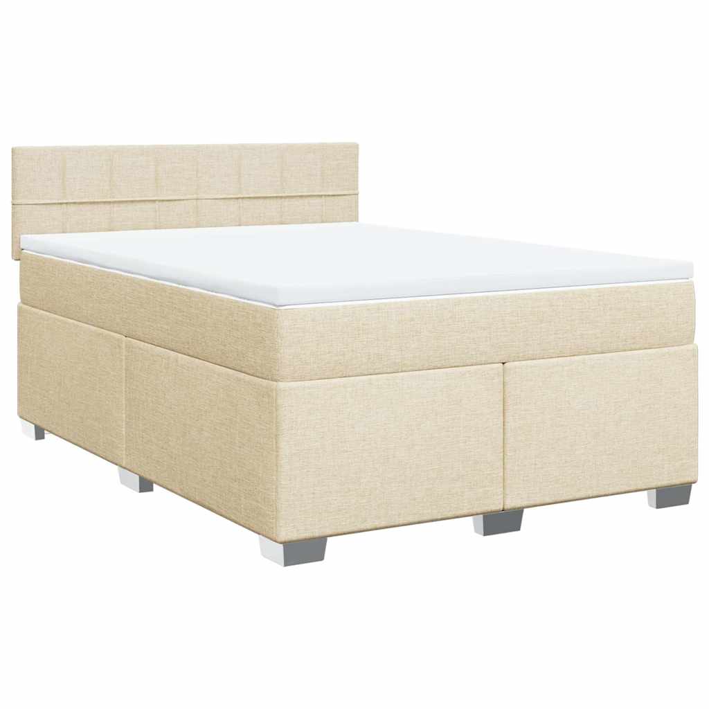 Boxspring met matras stof crèmekleurig 140x190 cm is nu te koop bij PeponiXL, paradijselijk wonen!