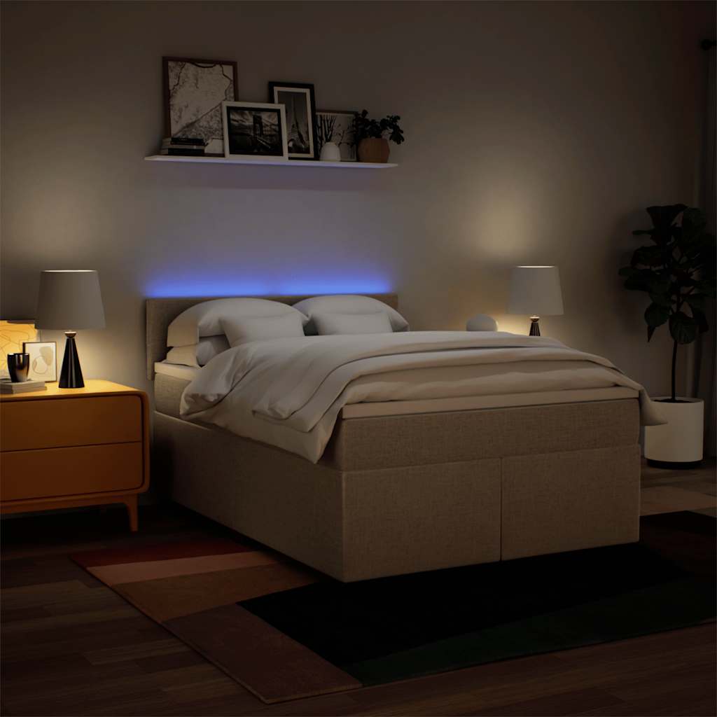 Boxspring met matras stof crèmekleurig 140x190 cm is nu te koop bij PeponiXL, paradijselijk wonen!