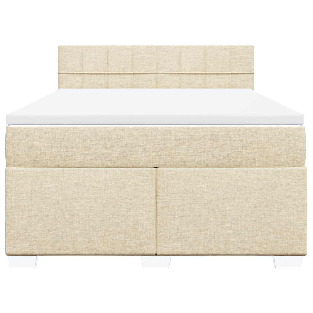 Boxspring met matras stof crèmekleurig 140x190 cm is nu te koop bij PeponiXL, paradijselijk wonen!