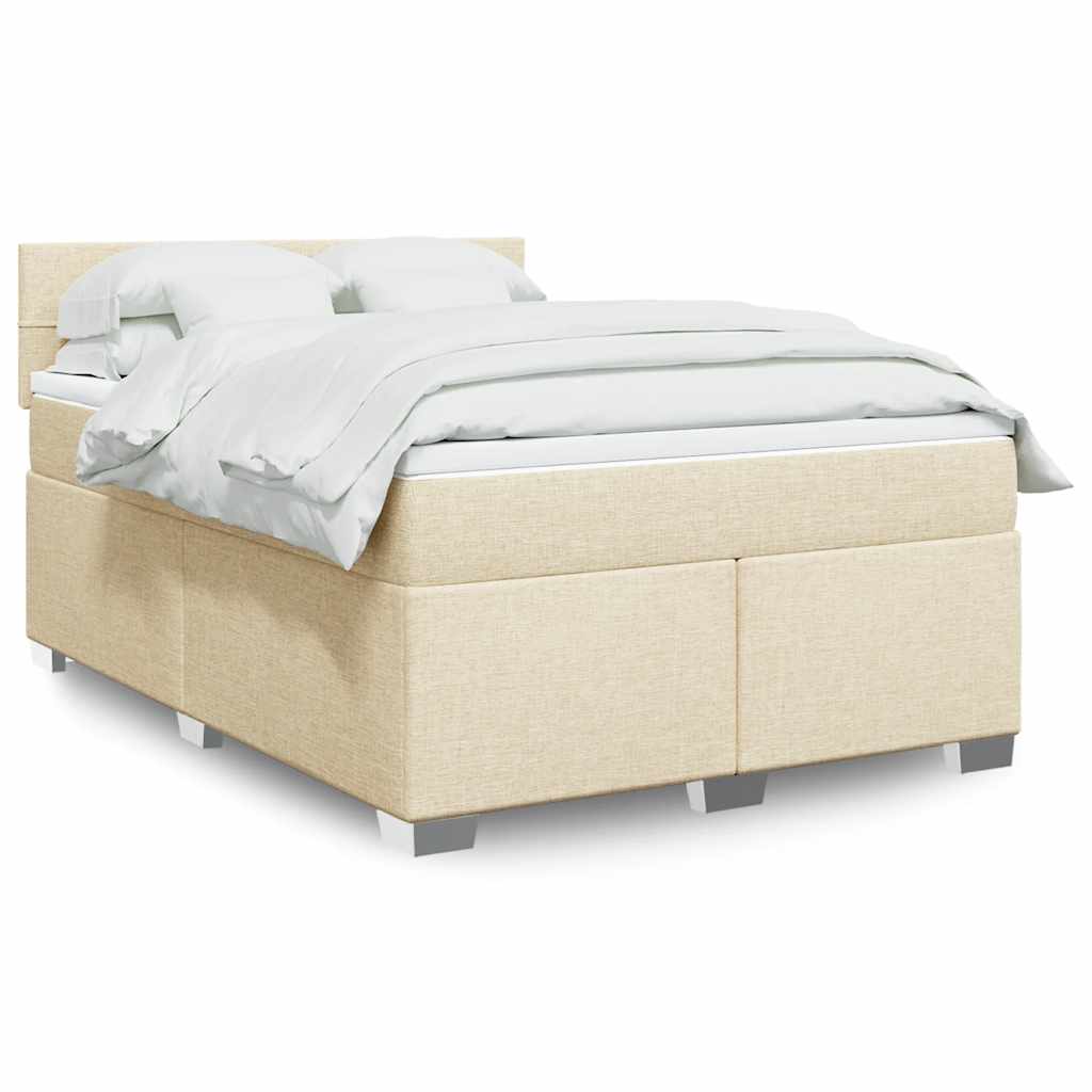 Boxspring met matras stof crèmekleurig 140x190 cm is nu te koop bij PeponiXL, paradijselijk wonen!