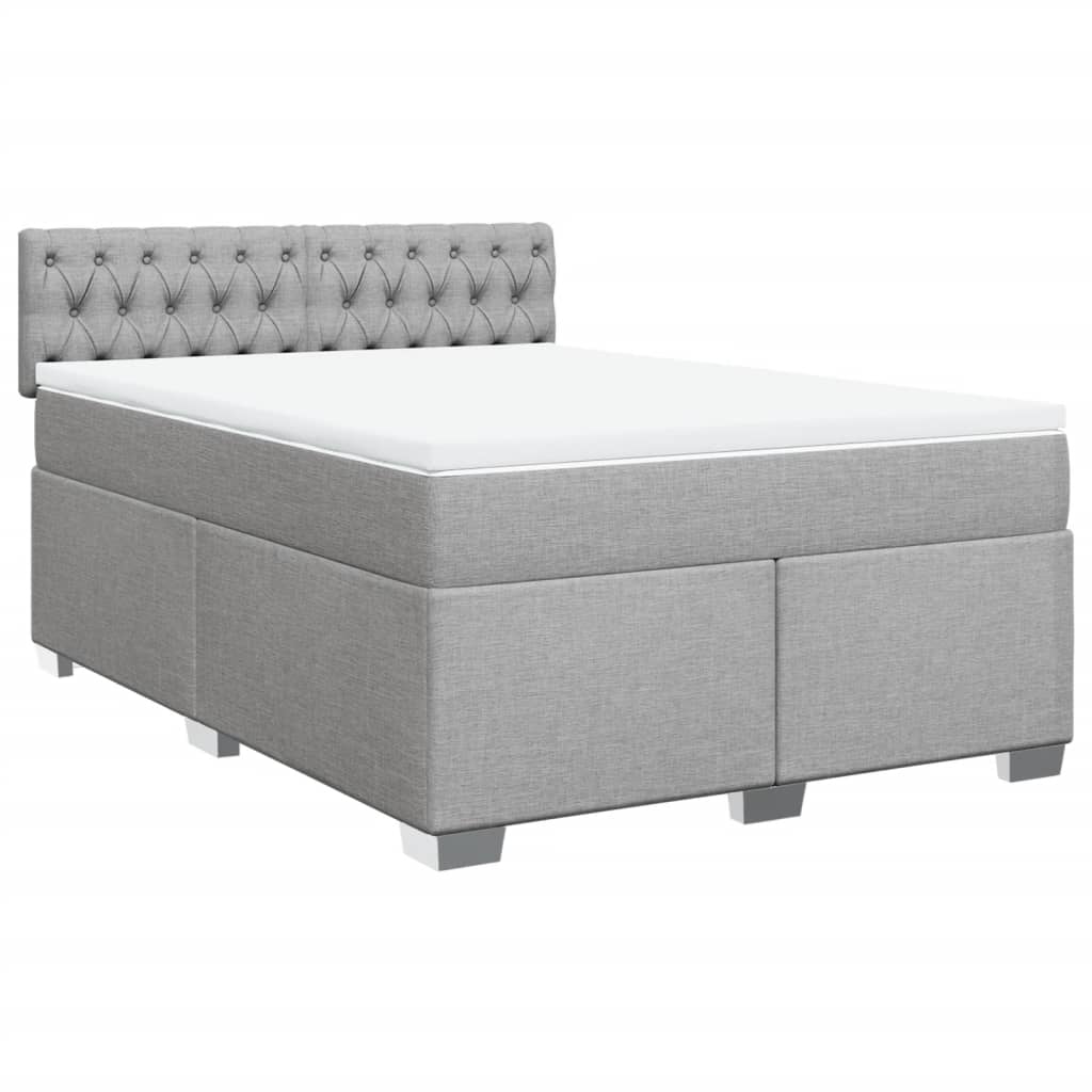Boxspring met matras stof lichtgrijs 140x190 cm is nu te koop bij PeponiXL, paradijselijk wonen!