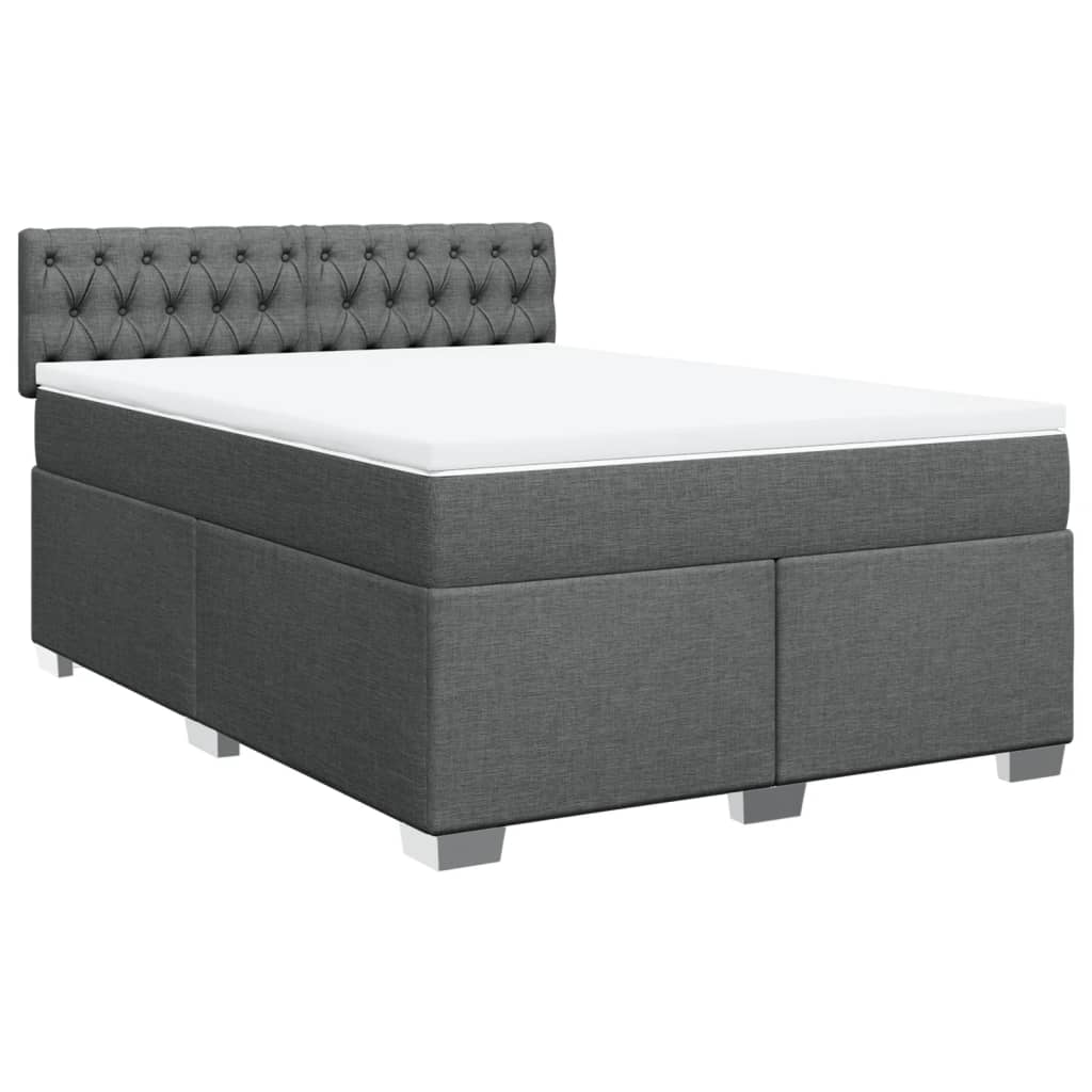 Boxspring met matras stof donkergrijs 140x190 cm is nu te koop bij PeponiXL, paradijselijk wonen!