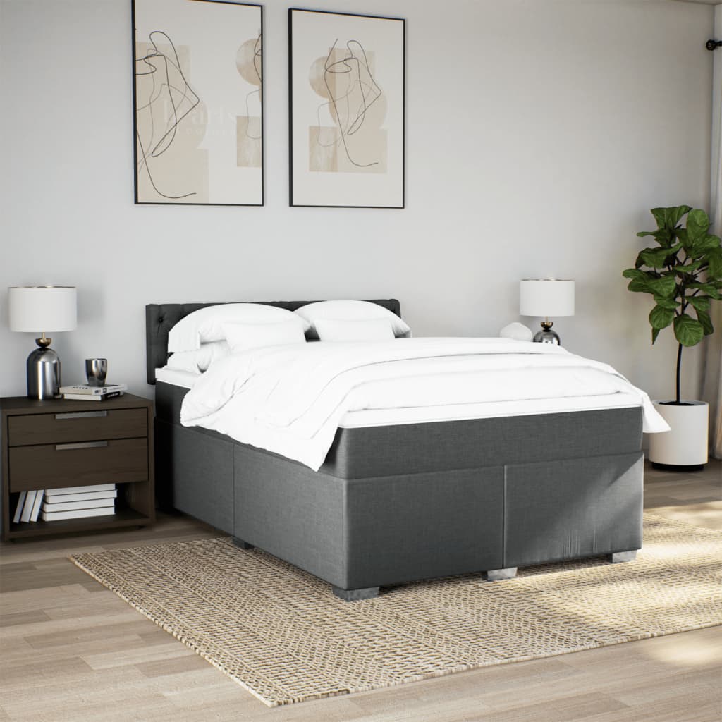 Boxspring met matras stof donkergrijs 140x190 cm is nu te koop bij PeponiXL, paradijselijk wonen!