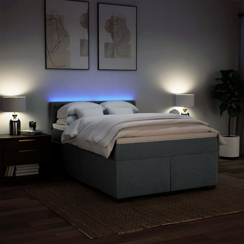 Boxspring met matras stof donkergrijs 140x190 cm is nu te koop bij PeponiXL, paradijselijk wonen!