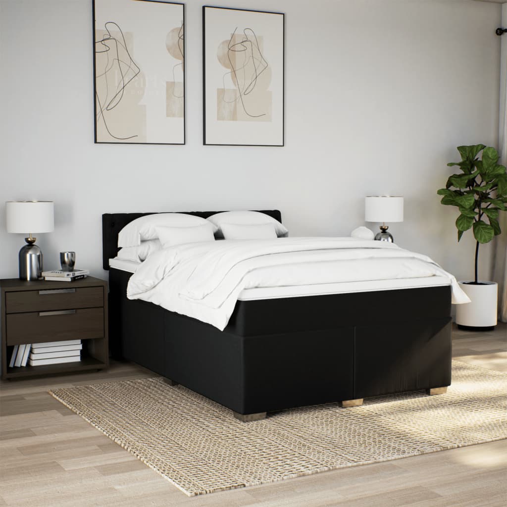 Boxspring met matras stof zwart 140x190 cm is nu te koop bij PeponiXL, paradijselijk wonen!