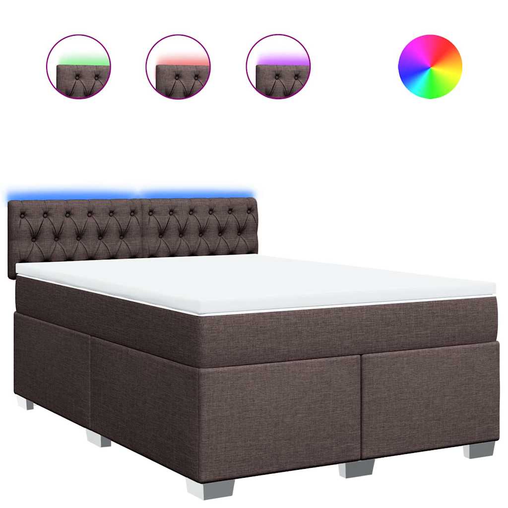 Boxspring met matras stof donkerbruin 140x190 cm is nu te koop bij PeponiXL, paradijselijk wonen!