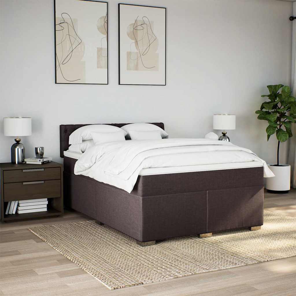 Boxspring met matras stof donkerbruin 140x190 cm is nu te koop bij PeponiXL, paradijselijk wonen!
