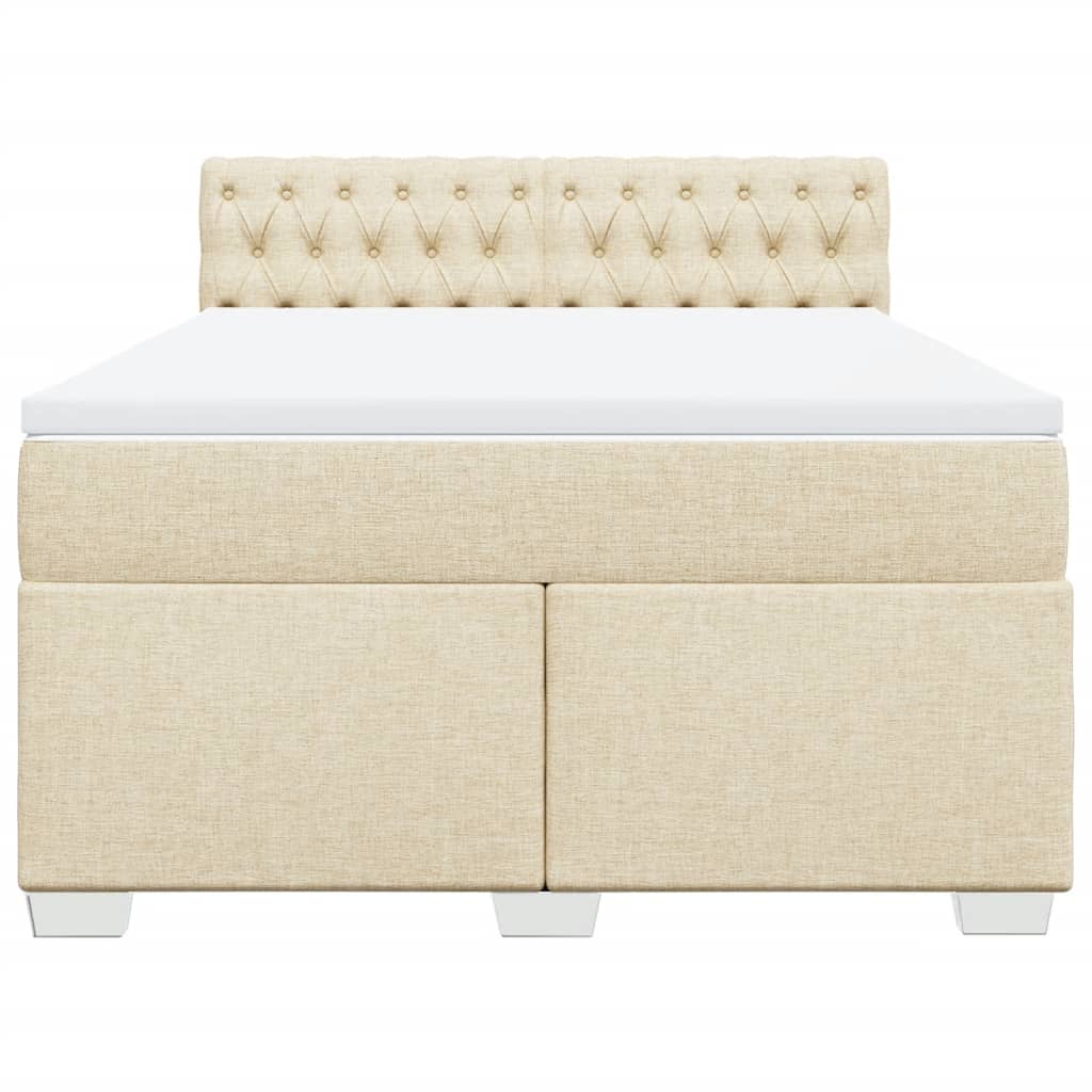 Boxspring met matras stof crèmekleurig 140x190 cm is nu te koop bij PeponiXL, paradijselijk wonen!