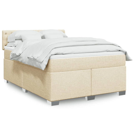 Boxspring met matras stof crèmekleurig 140x190 cm is nu te koop bij PeponiXL, paradijselijk wonen!