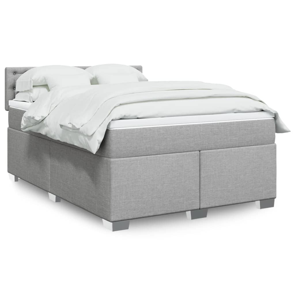 Boxspring met matras stof lichtgrijs 140x190 cm is nu te koop bij PeponiXL, paradijselijk wonen!