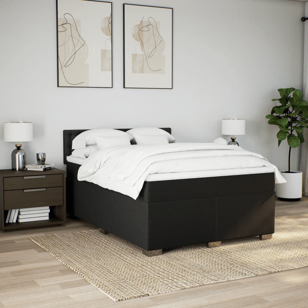 Boxspring met matras stof zwart 140x190 cm is nu te koop bij PeponiXL, paradijselijk wonen!
