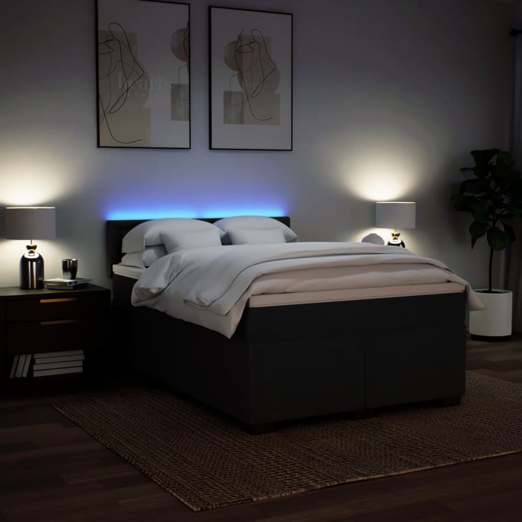 Boxspring met matras stof zwart 140x190 cm is nu te koop bij PeponiXL, paradijselijk wonen!