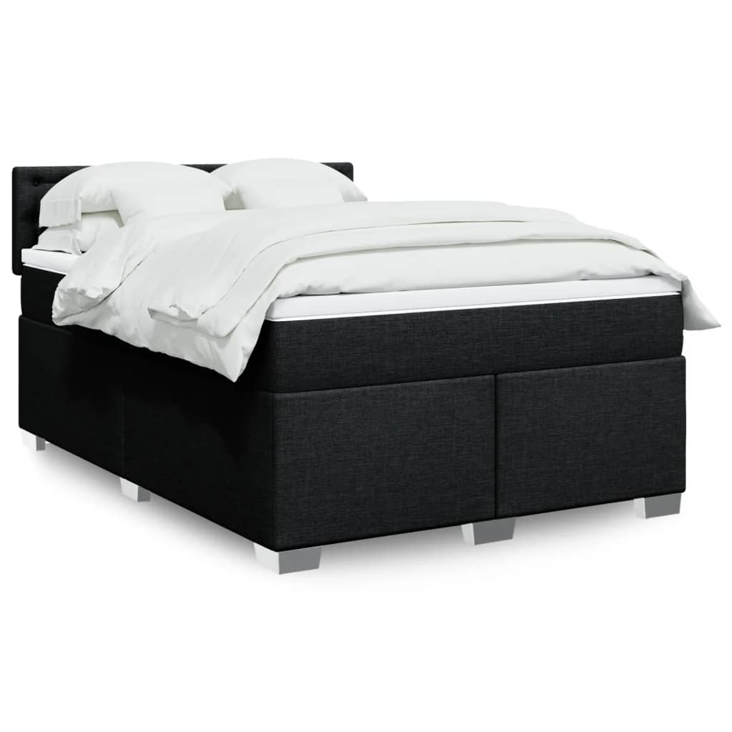 Boxspring met matras stof zwart 140x190 cm is nu te koop bij PeponiXL, paradijselijk wonen!