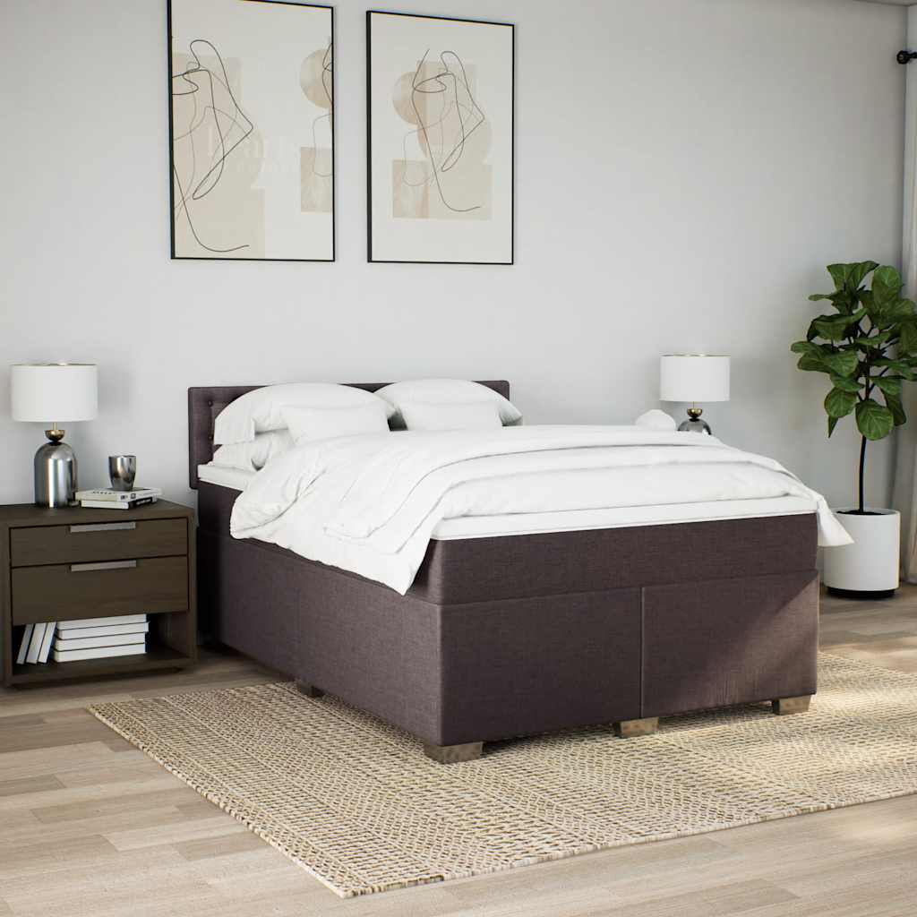 Boxspring met matras stof donkerbruin 140x190 cm is nu te koop bij PeponiXL, paradijselijk wonen!