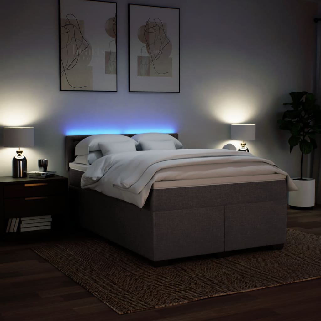 Boxspring met matras stof taupe 140x190 cm is nu te koop bij PeponiXL, paradijselijk wonen!