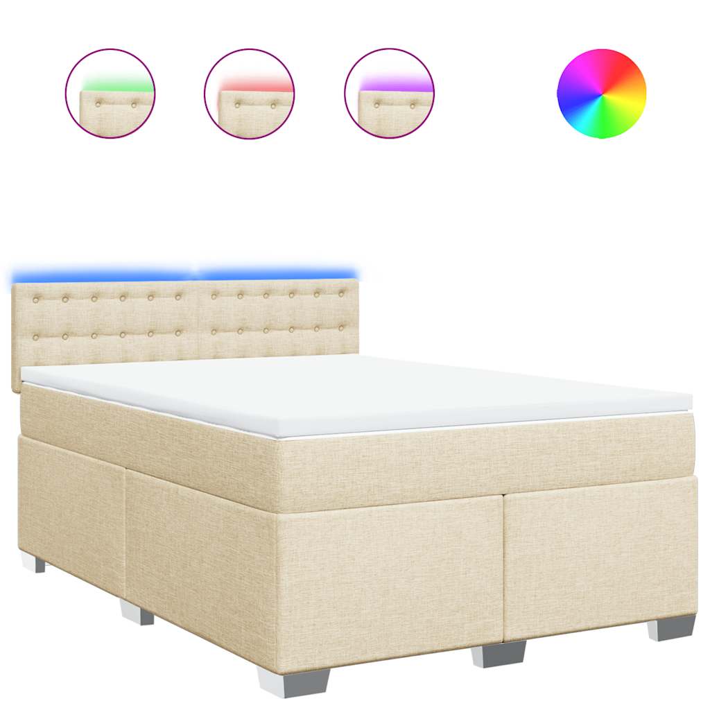 Boxspring met matras stof crèmekleurig 140x190 cm is nu te koop bij PeponiXL, paradijselijk wonen!