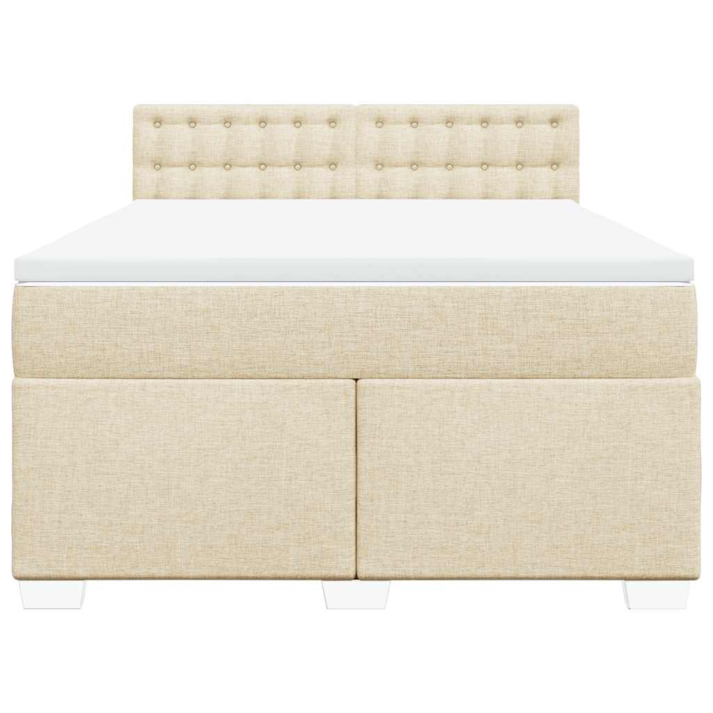 Boxspring met matras stof crèmekleurig 140x190 cm is nu te koop bij PeponiXL, paradijselijk wonen!