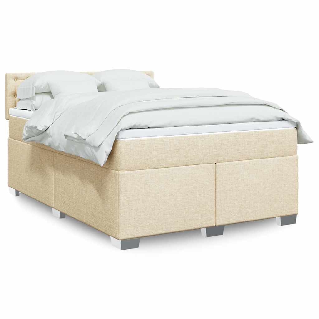 Boxspring met matras stof crèmekleurig 140x190 cm is nu te koop bij PeponiXL, paradijselijk wonen!