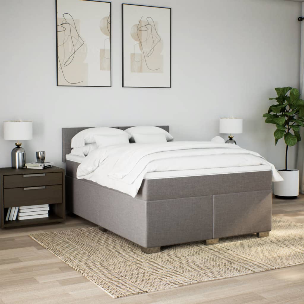 Boxspring met matras stof taupe 140x200 cm is nu te koop bij PeponiXL, paradijselijk wonen!