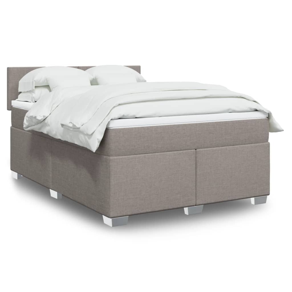 Boxspring met matras stof taupe 140x200 cm is nu te koop bij PeponiXL, paradijselijk wonen!