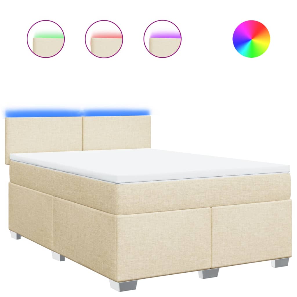 Boxspring met matras stof crèmekleurig 140x200 cm is nu te koop bij PeponiXL, paradijselijk wonen!