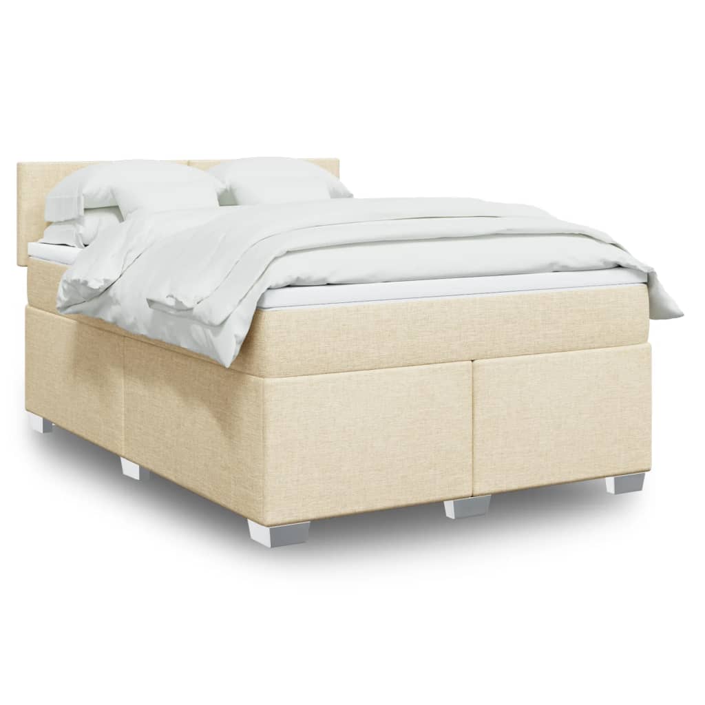 Boxspring met matras stof crèmekleurig 140x200 cm is nu te koop bij PeponiXL, paradijselijk wonen!