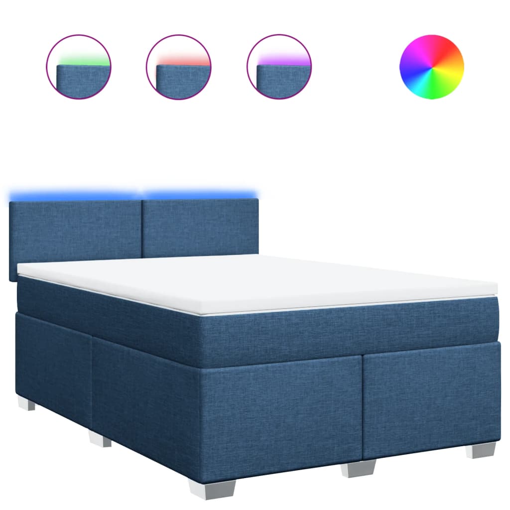 Boxspring met matras stof blauw 140x200 cm is nu te koop bij PeponiXL, paradijselijk wonen!