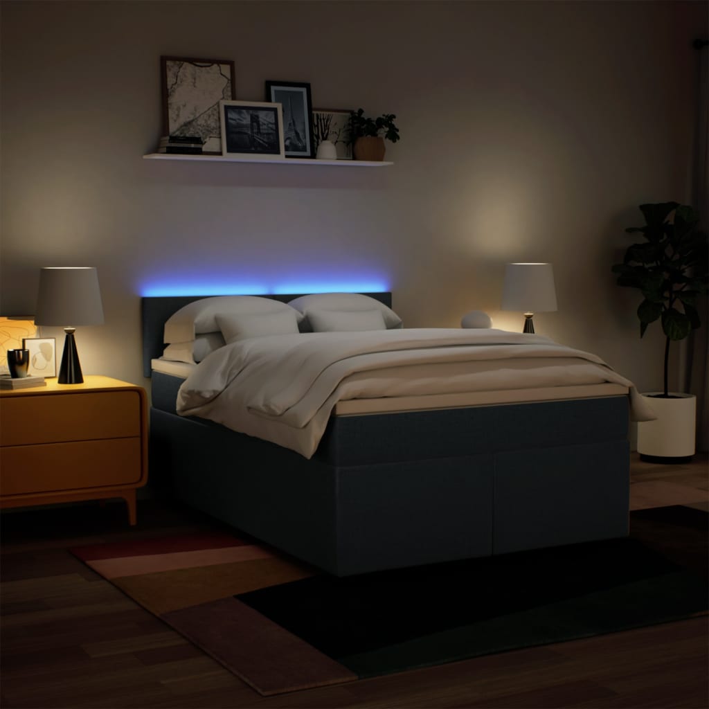 Boxspring met matras stof blauw 140x200 cm is nu te koop bij PeponiXL, paradijselijk wonen!