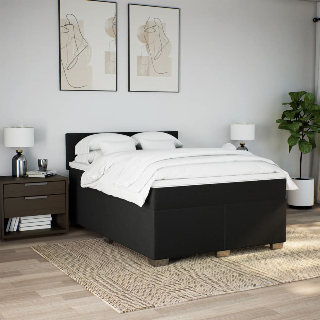 Boxspring met matras stof zwart 140x200 cm is nu te koop bij PeponiXL, paradijselijk wonen!