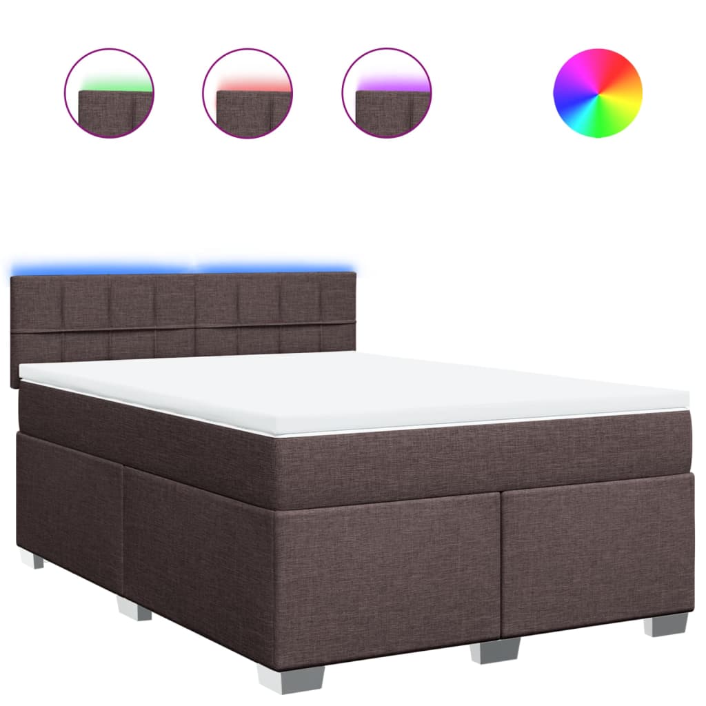 Boxspring met matras stof donkerbruin 140x200 cm is nu te koop bij PeponiXL, paradijselijk wonen!