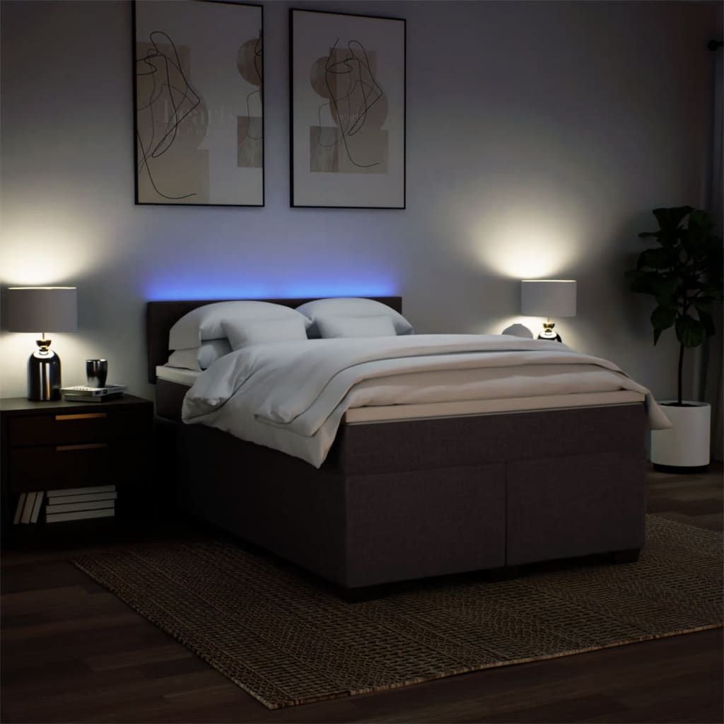 Boxspring met matras stof donkerbruin 140x200 cm is nu te koop bij PeponiXL, paradijselijk wonen!