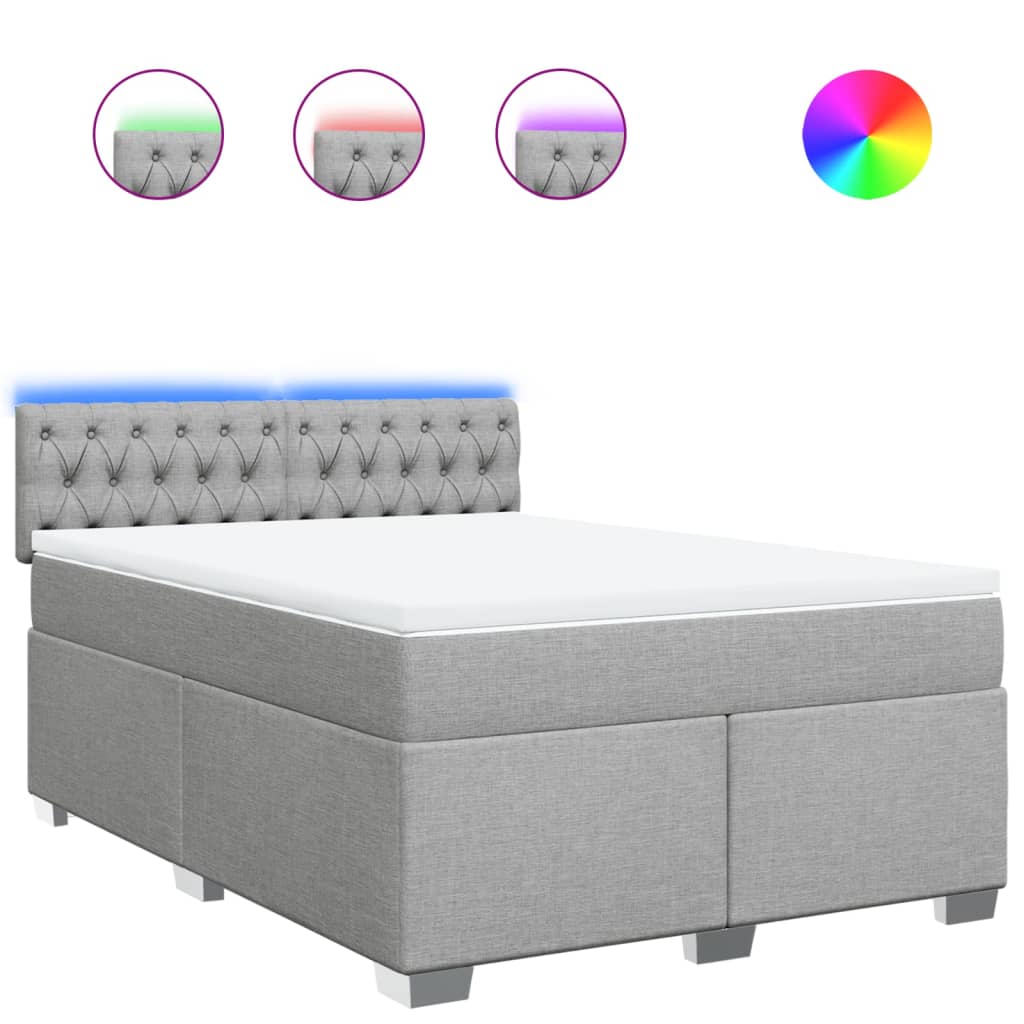 Boxspring met matras stof lichtgrijs 140x200 cm is nu te koop bij PeponiXL, paradijselijk wonen!