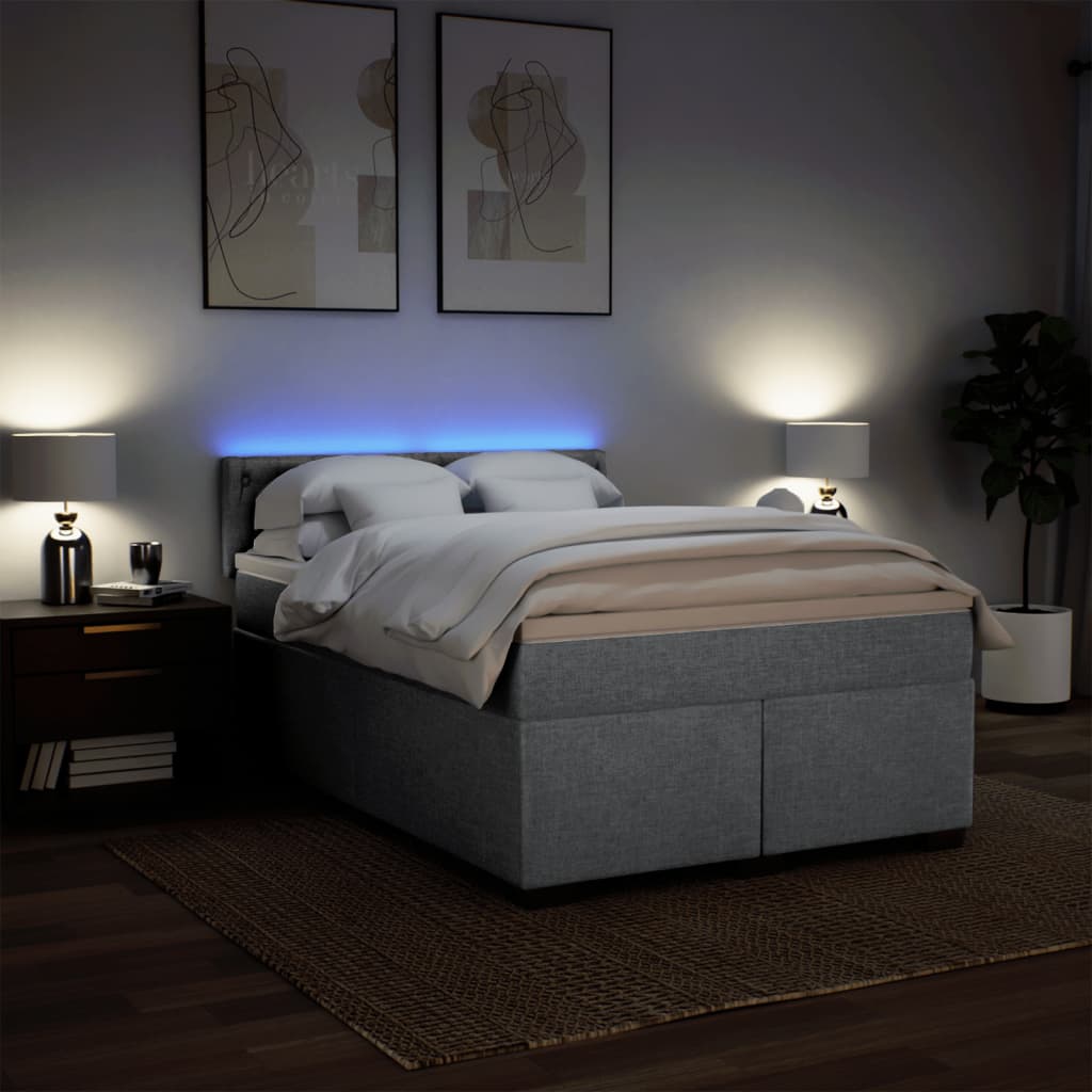 Boxspring met matras stof lichtgrijs 140x200 cm is nu te koop bij PeponiXL, paradijselijk wonen!
