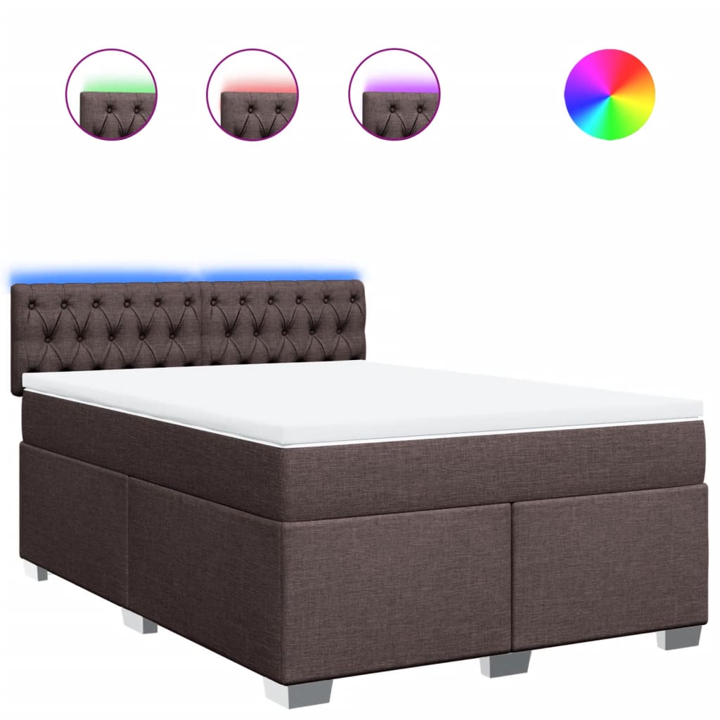 Boxspring met matras stof donkerbruin 140x200 cm is nu te koop bij PeponiXL, paradijselijk wonen!