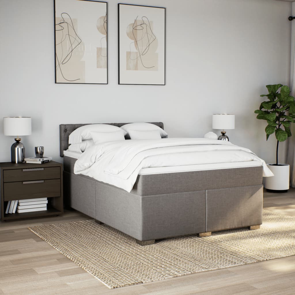 Boxspring met matras stof taupe 140x200 cm is nu te koop bij PeponiXL, paradijselijk wonen!