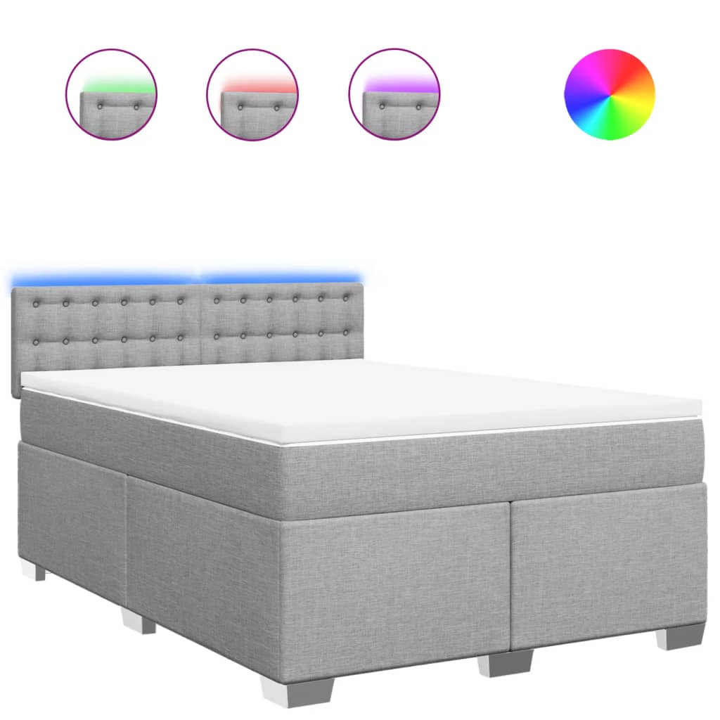 Boxspring met matras stof lichtgrijs 140x200 cm is nu te koop bij PeponiXL, paradijselijk wonen!