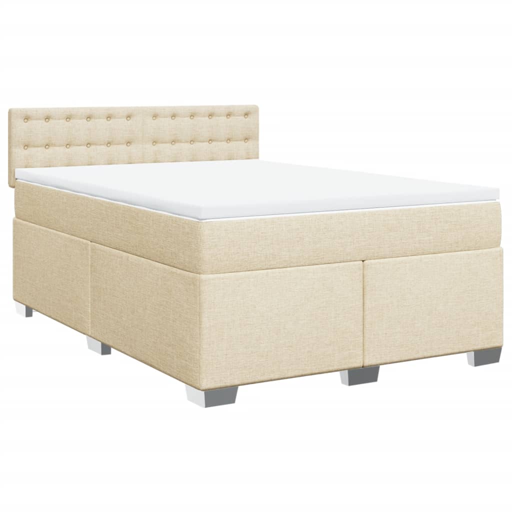 Boxspring met matras stof crèmekleurig 140x200 cm is nu te koop bij PeponiXL, paradijselijk wonen!