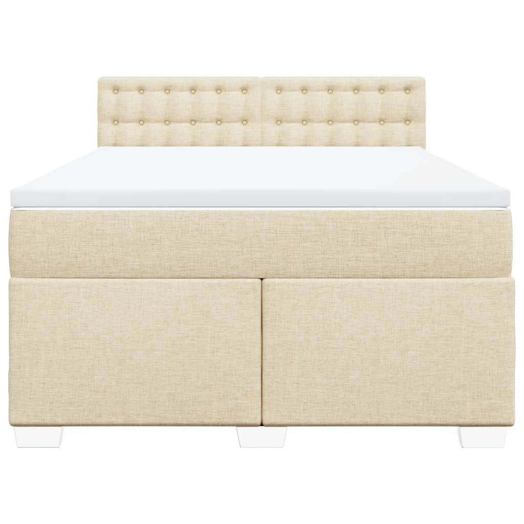 Boxspring met matras stof crèmekleurig 140x200 cm is nu te koop bij PeponiXL, paradijselijk wonen!