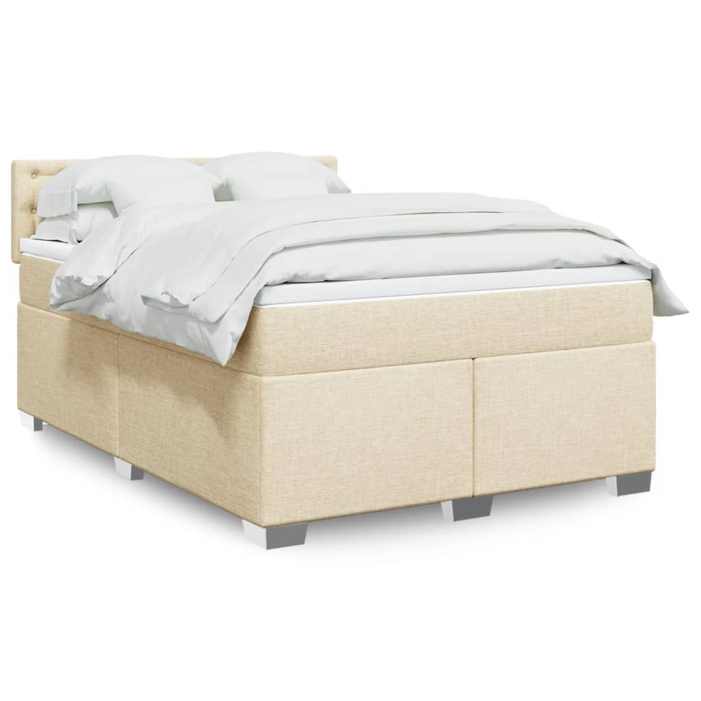 Boxspring met matras stof crèmekleurig 140x200 cm is nu te koop bij PeponiXL, paradijselijk wonen!