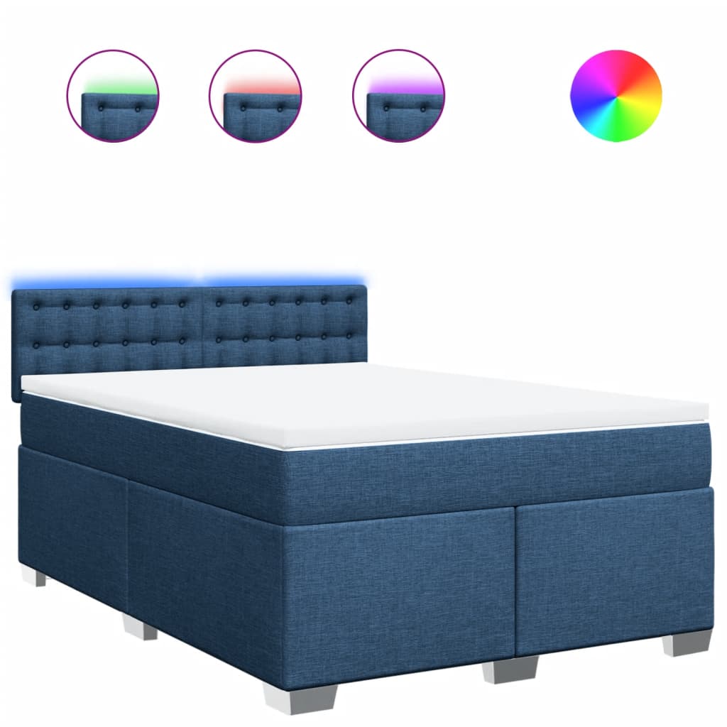 Boxspring met matras stof blauw 140x200 cm is nu te koop bij PeponiXL, paradijselijk wonen!