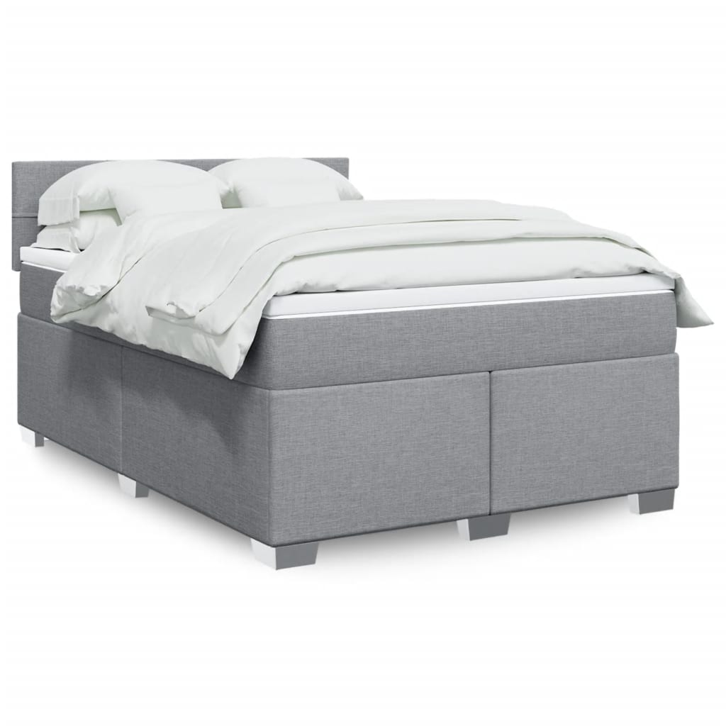 Boxspring met matras stof lichtgrijs 160x200 cm is nu te koop bij PeponiXL, paradijselijk wonen!
