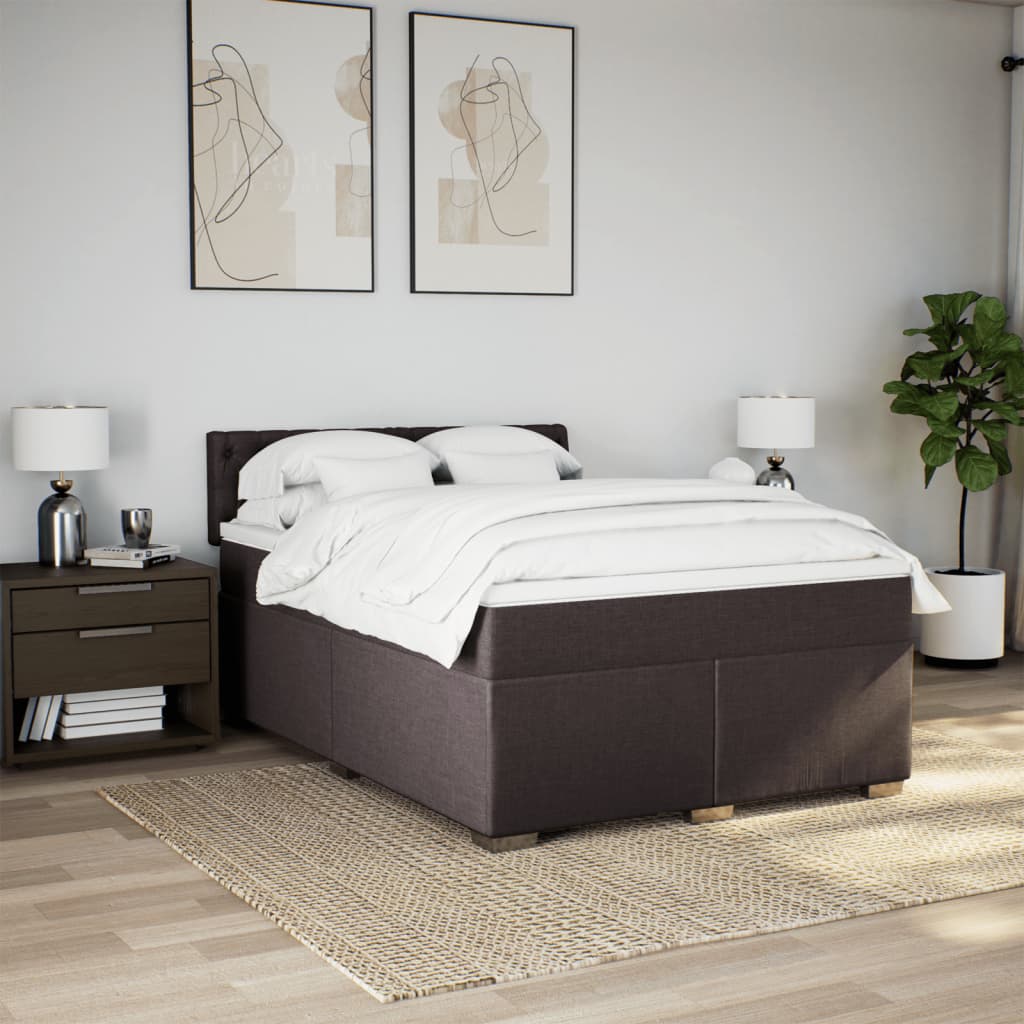 Boxspring met matras stof donkerbruin 160x200 cm is nu te koop bij PeponiXL, paradijselijk wonen!
