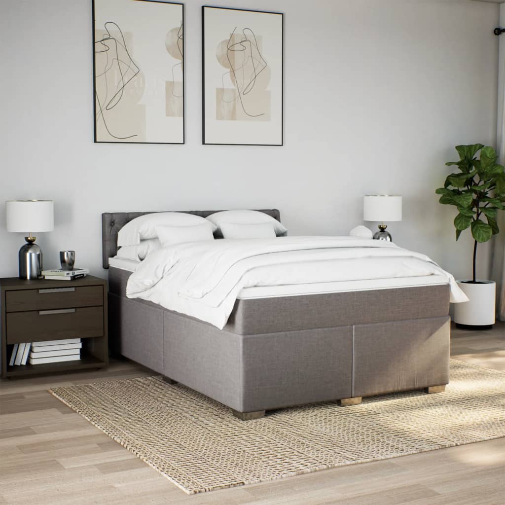 Boxspring met matras stof taupe 160x200 cm is nu te koop bij PeponiXL, paradijselijk wonen!