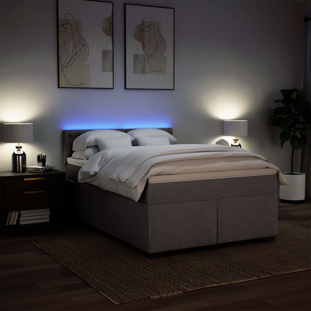 Boxspring met matras stof taupe 160x200 cm is nu te koop bij PeponiXL, paradijselijk wonen!