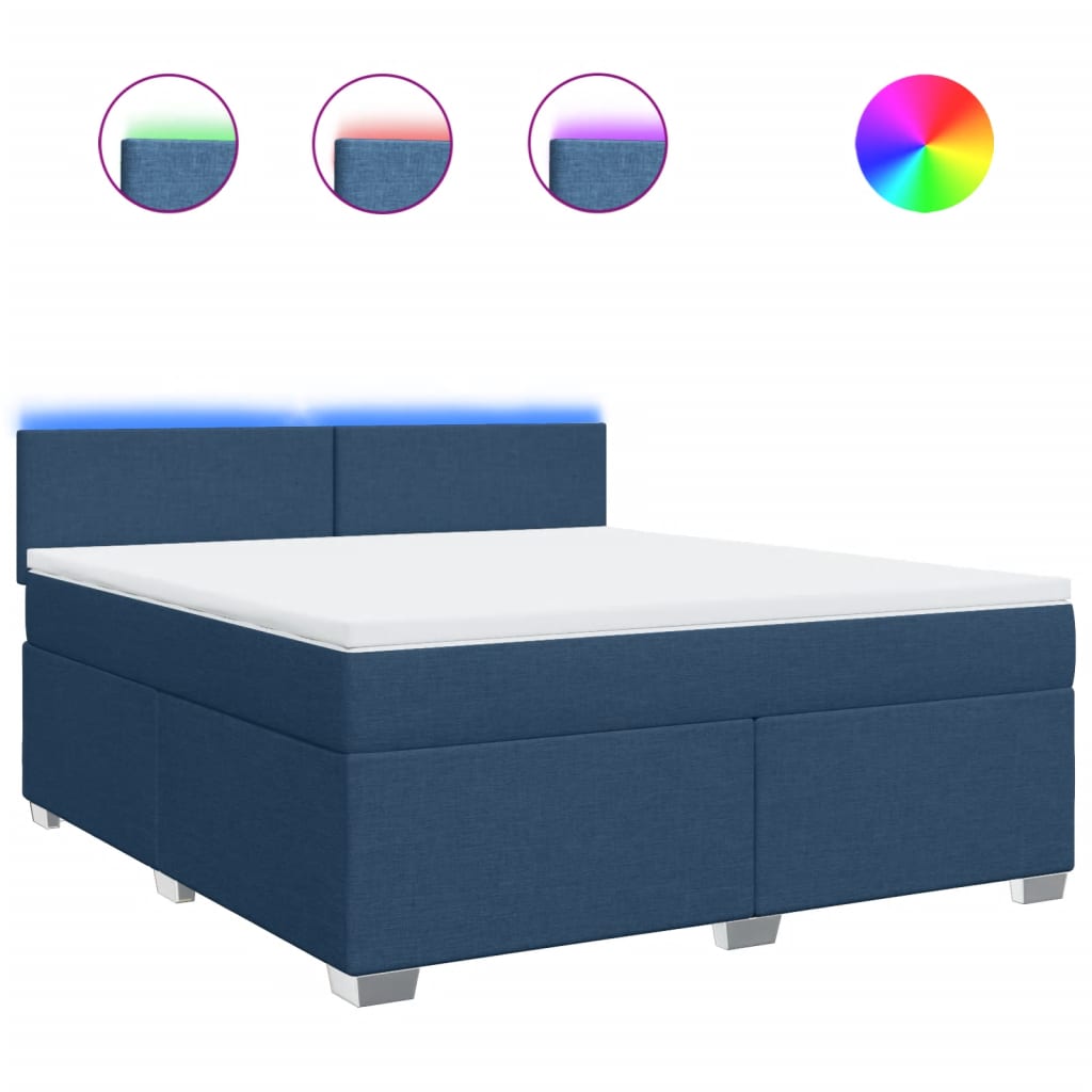 Boxspring met matras stof blauw 180x200 cm is nu te koop bij PeponiXL, paradijselijk wonen!