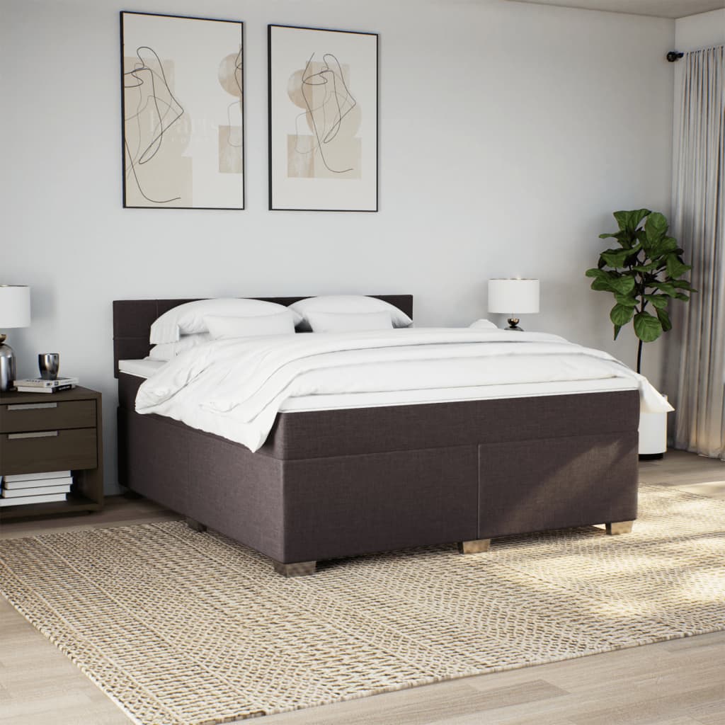 Boxspring met matras stof donkerbruin 180x200 cm is nu te koop bij PeponiXL, paradijselijk wonen!