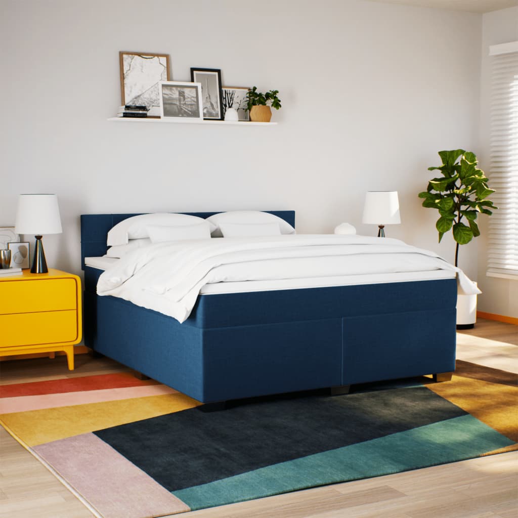 Boxspring met matras stof blauw 180x200 cm is nu te koop bij PeponiXL, paradijselijk wonen!