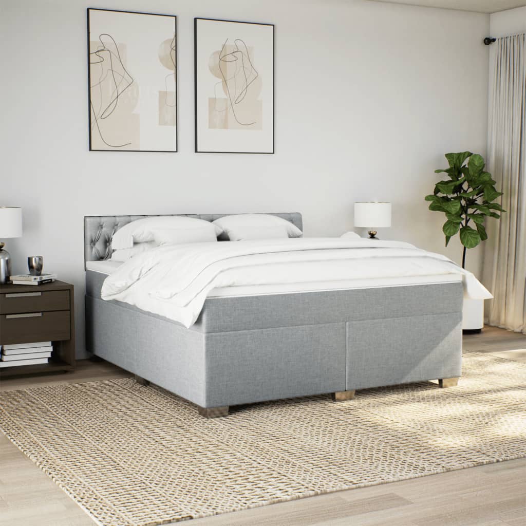 Boxspring met matras stof lichtgrijs 180x200 cm is nu te koop bij PeponiXL, paradijselijk wonen!