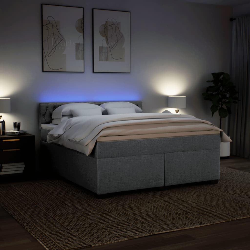 Boxspring met matras stof lichtgrijs 180x200 cm is nu te koop bij PeponiXL, paradijselijk wonen!