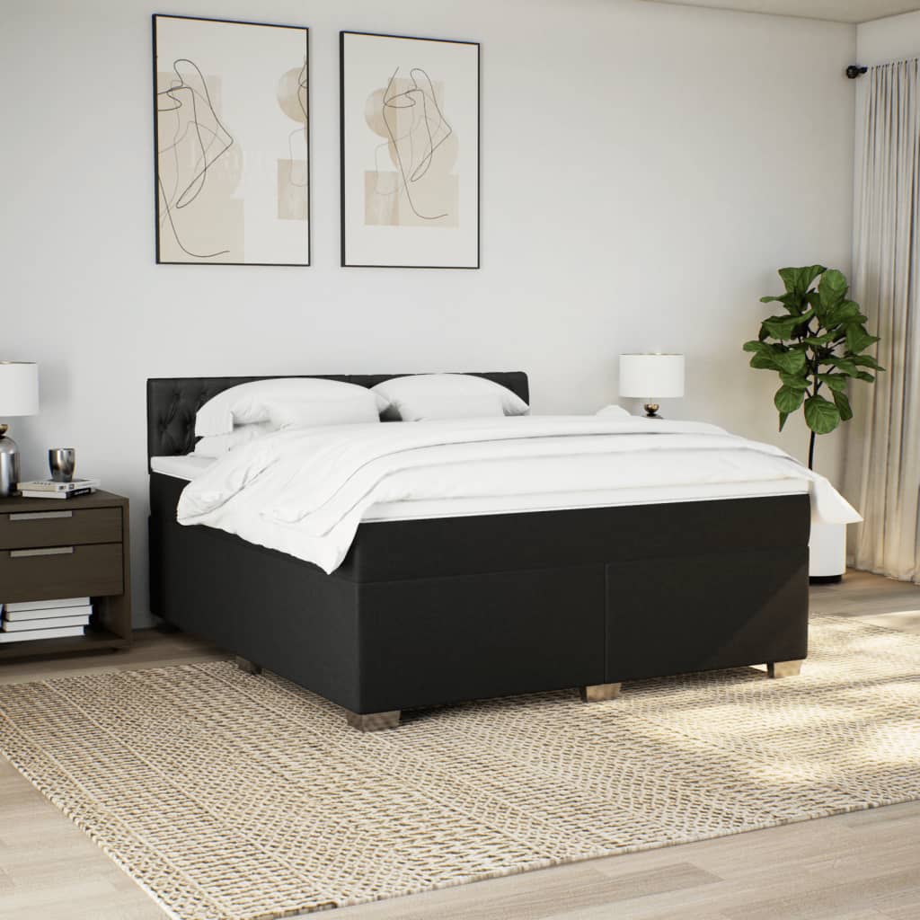 Boxspring met matras stof zwart 180x200 cm is nu te koop bij PeponiXL, paradijselijk wonen!